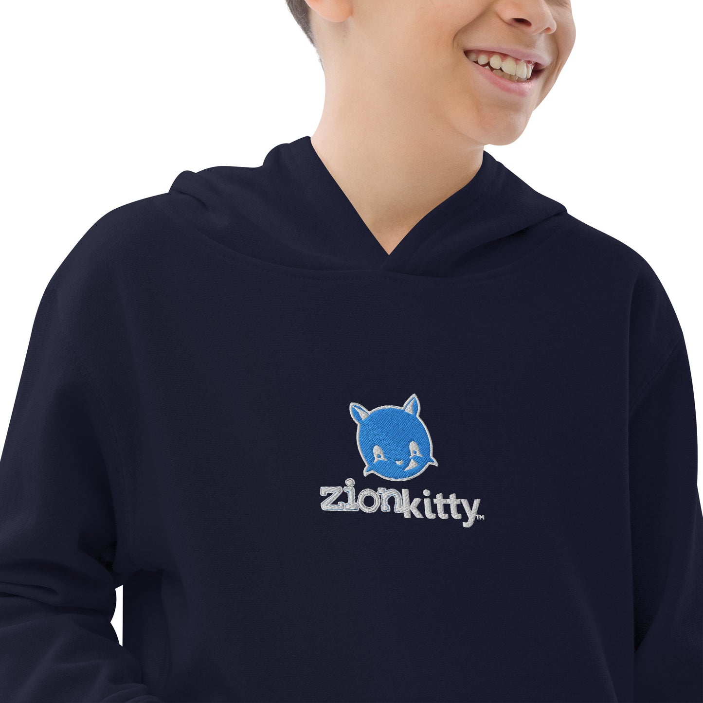 Zion Kitty embroidery Kids fleece hoodie