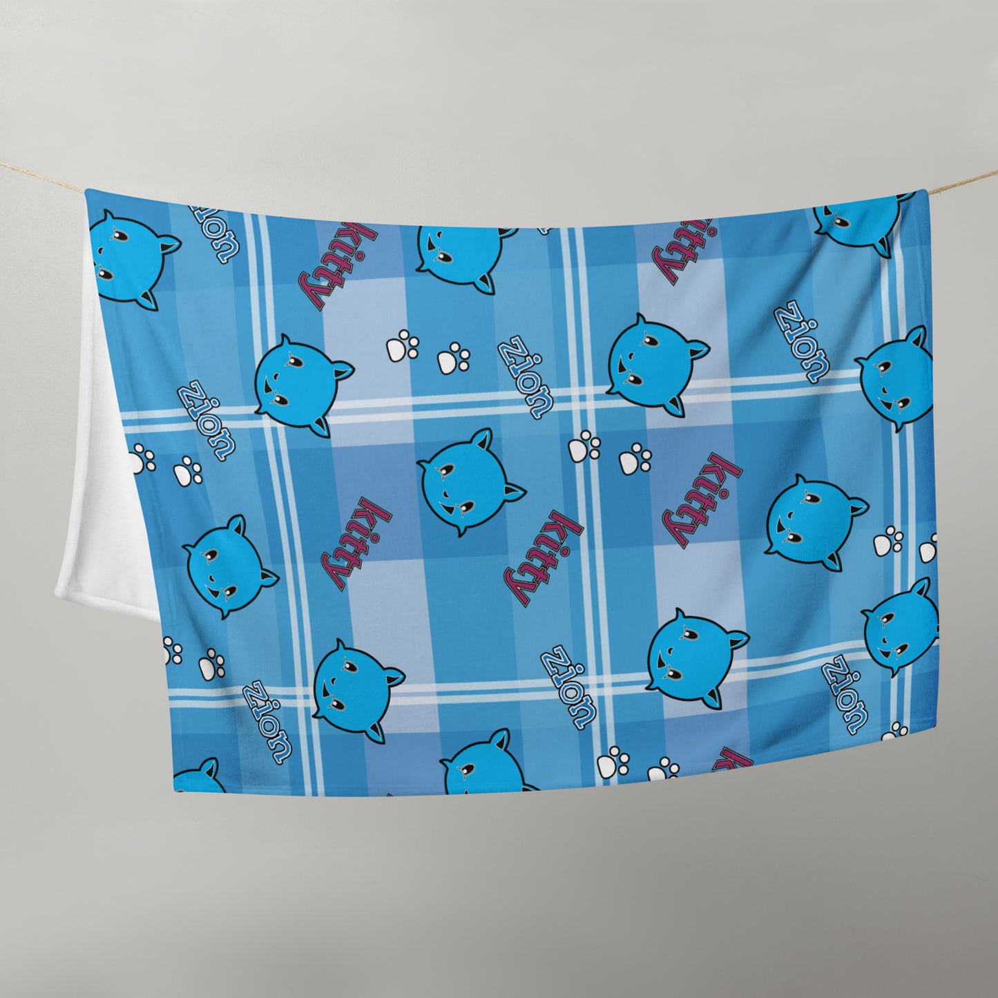 Zion Kitty plaid Throw Blanket