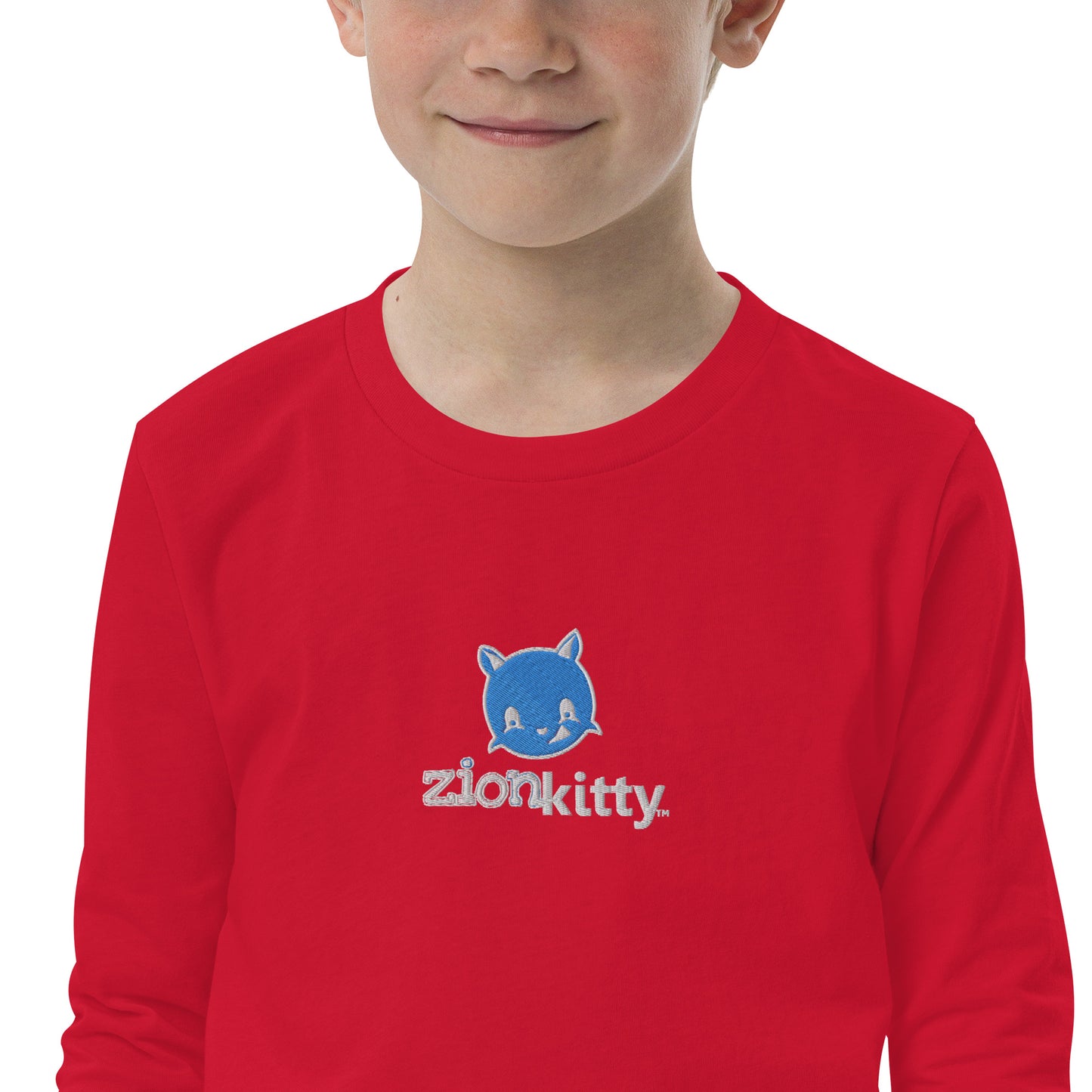 Zion Kitty embroidered Youth long sleeve tee