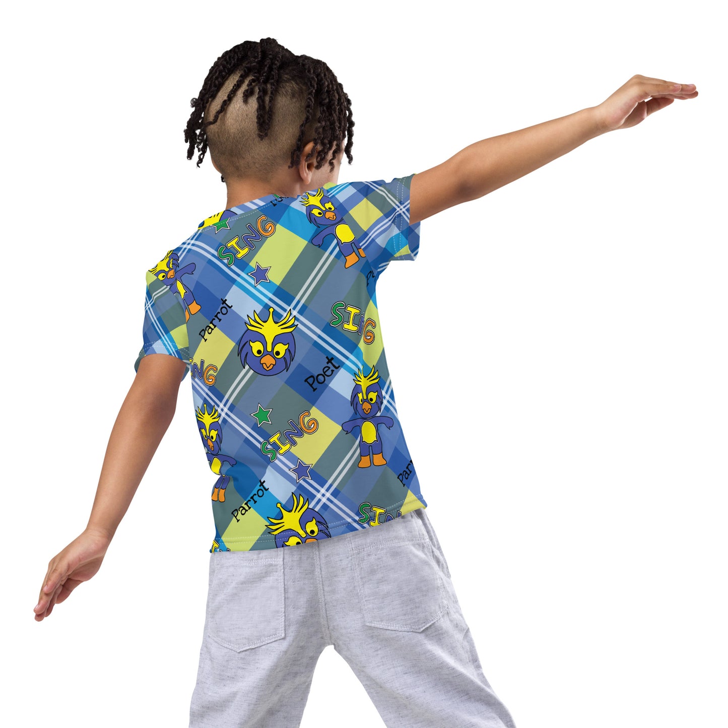 Poet the parrot sing Kids crew neck t-shirt