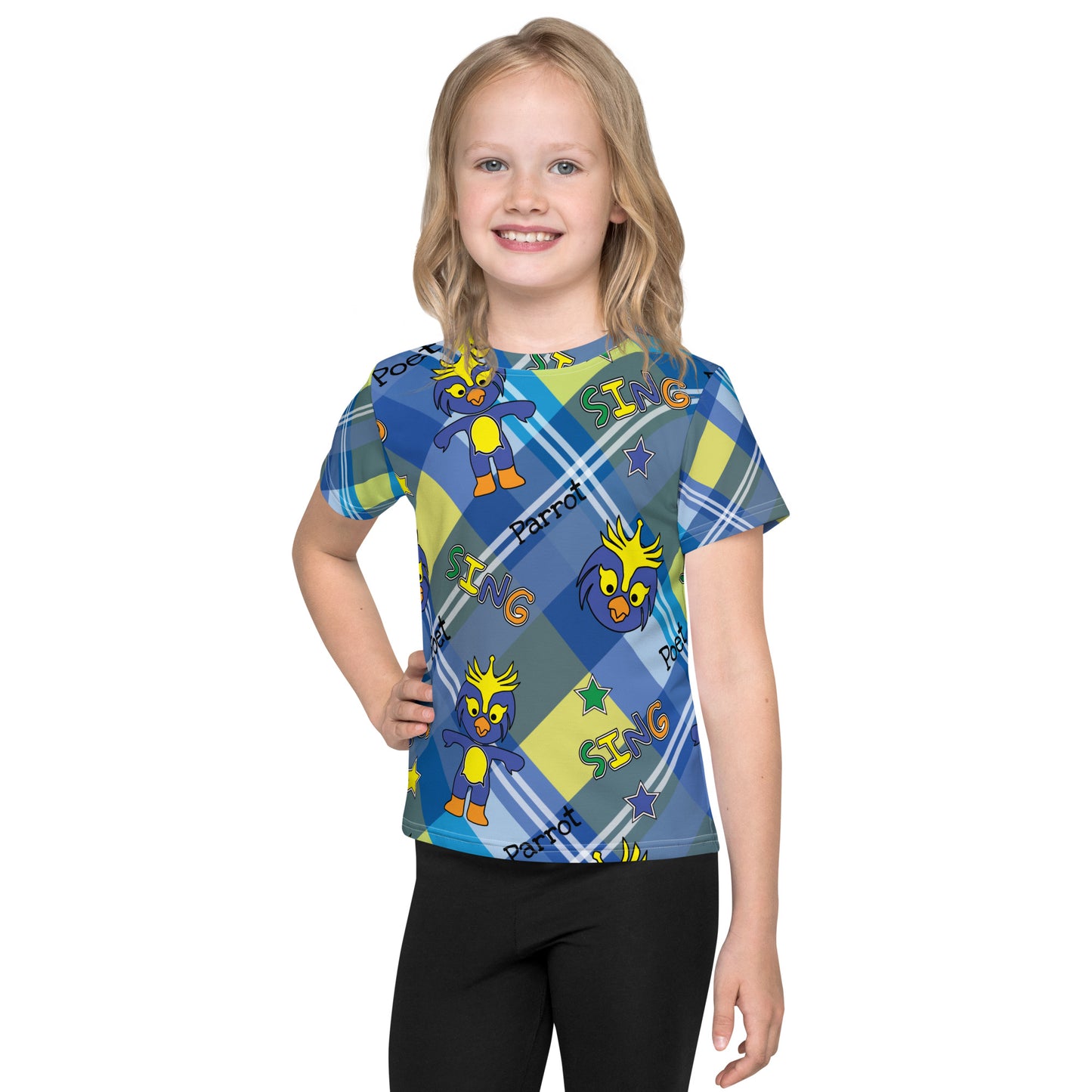Poet the parrot sing Kids crew neck t-shirt