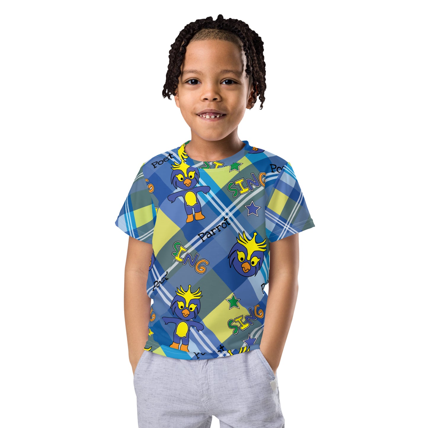 Poet the parrot sing Kids crew neck t-shirt