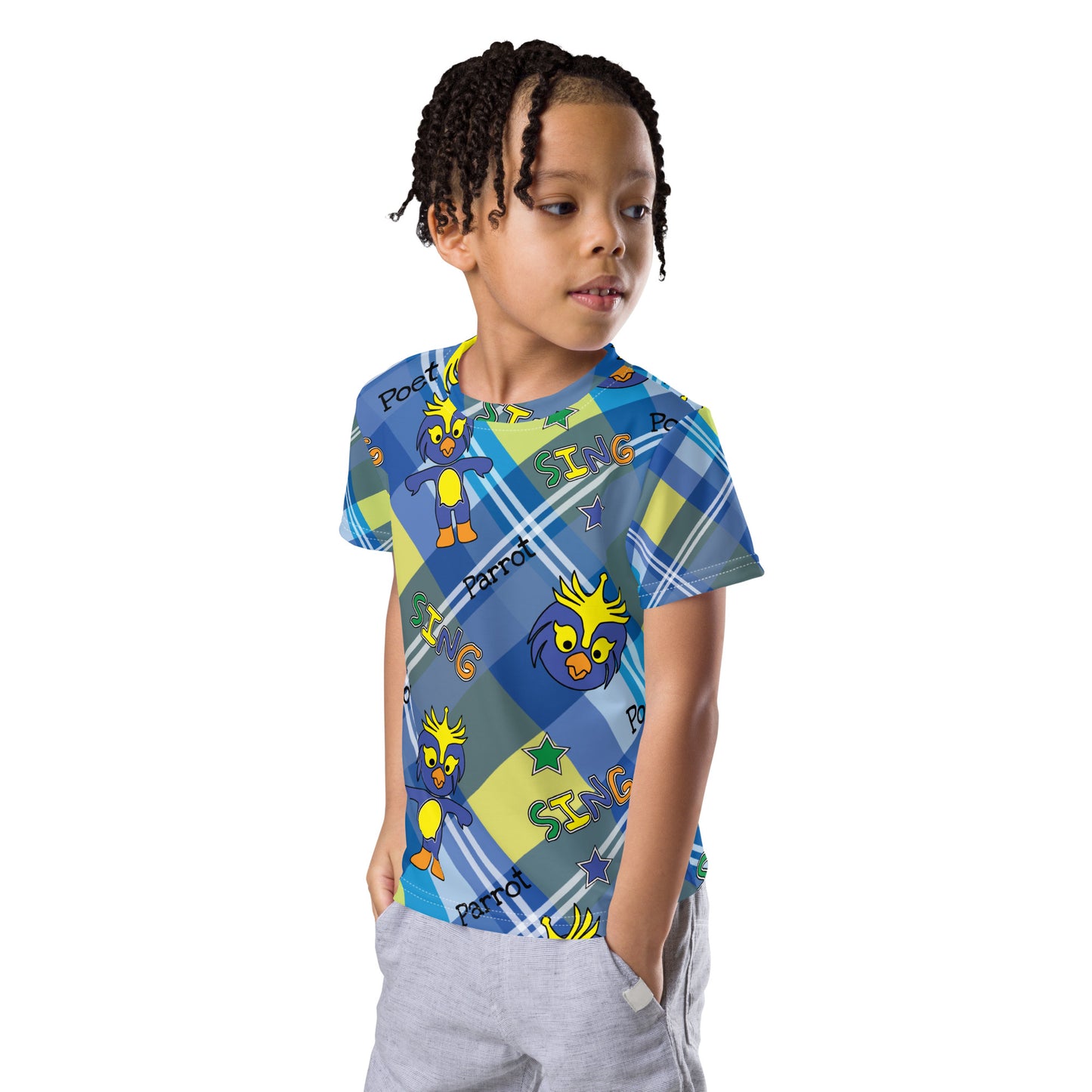 Poet the parrot sing Kids crew neck t-shirt