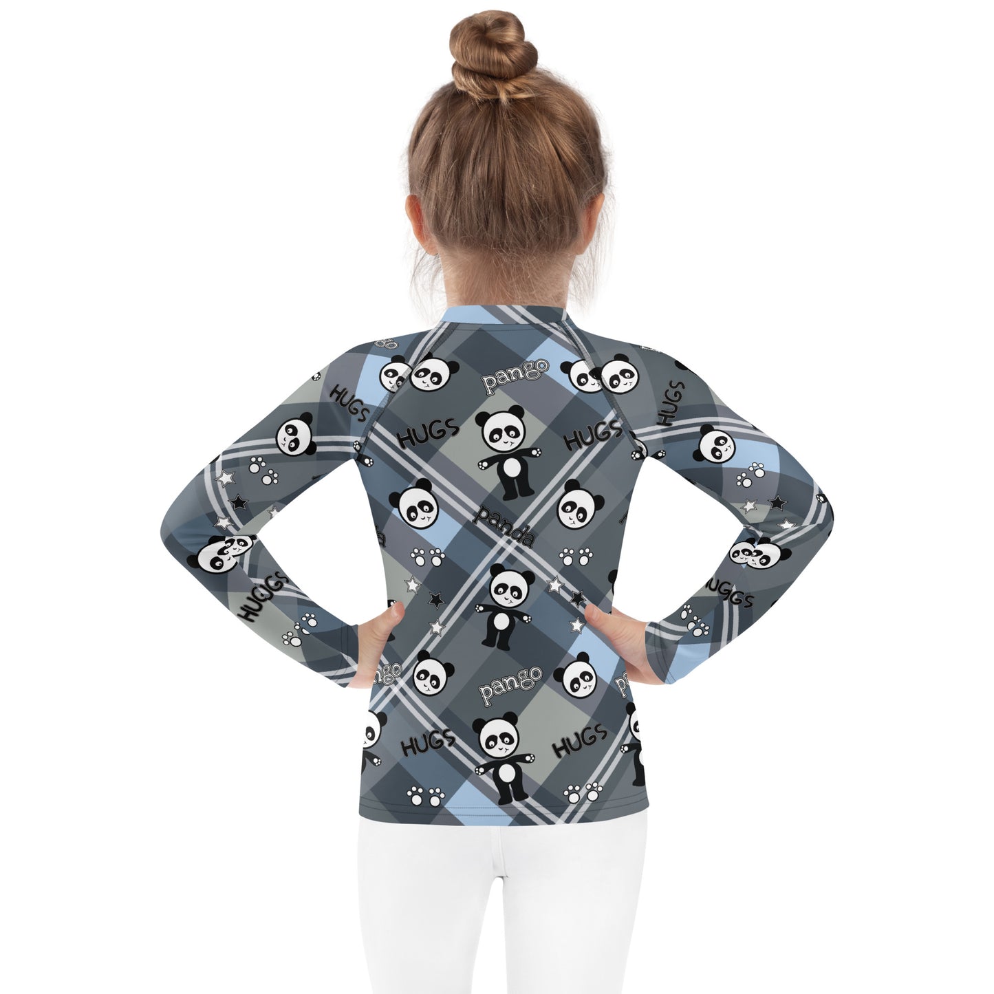 Pango panda plaid hugs Kids Rash Guard