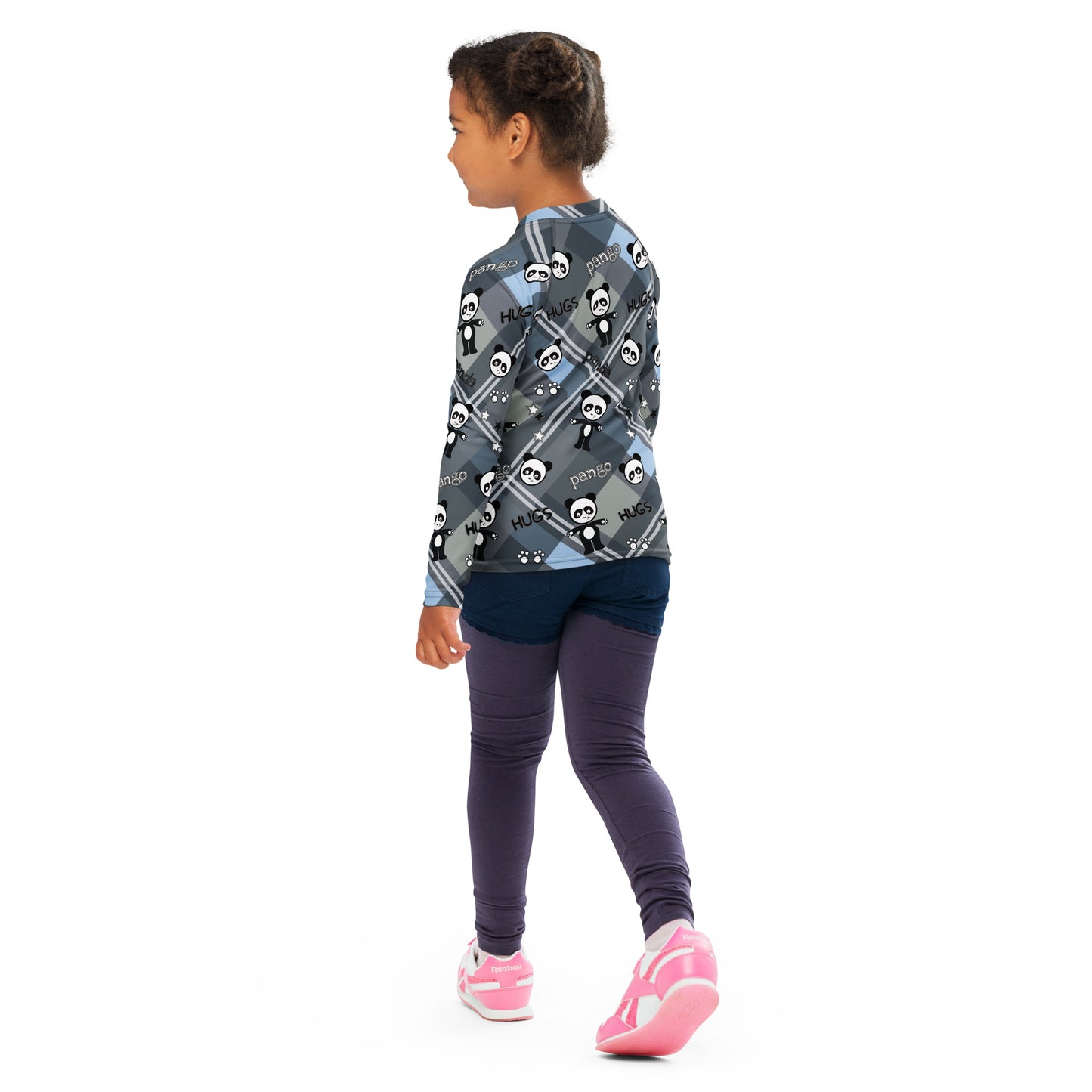 Pango panda plaid hugs Kids Rash Guard