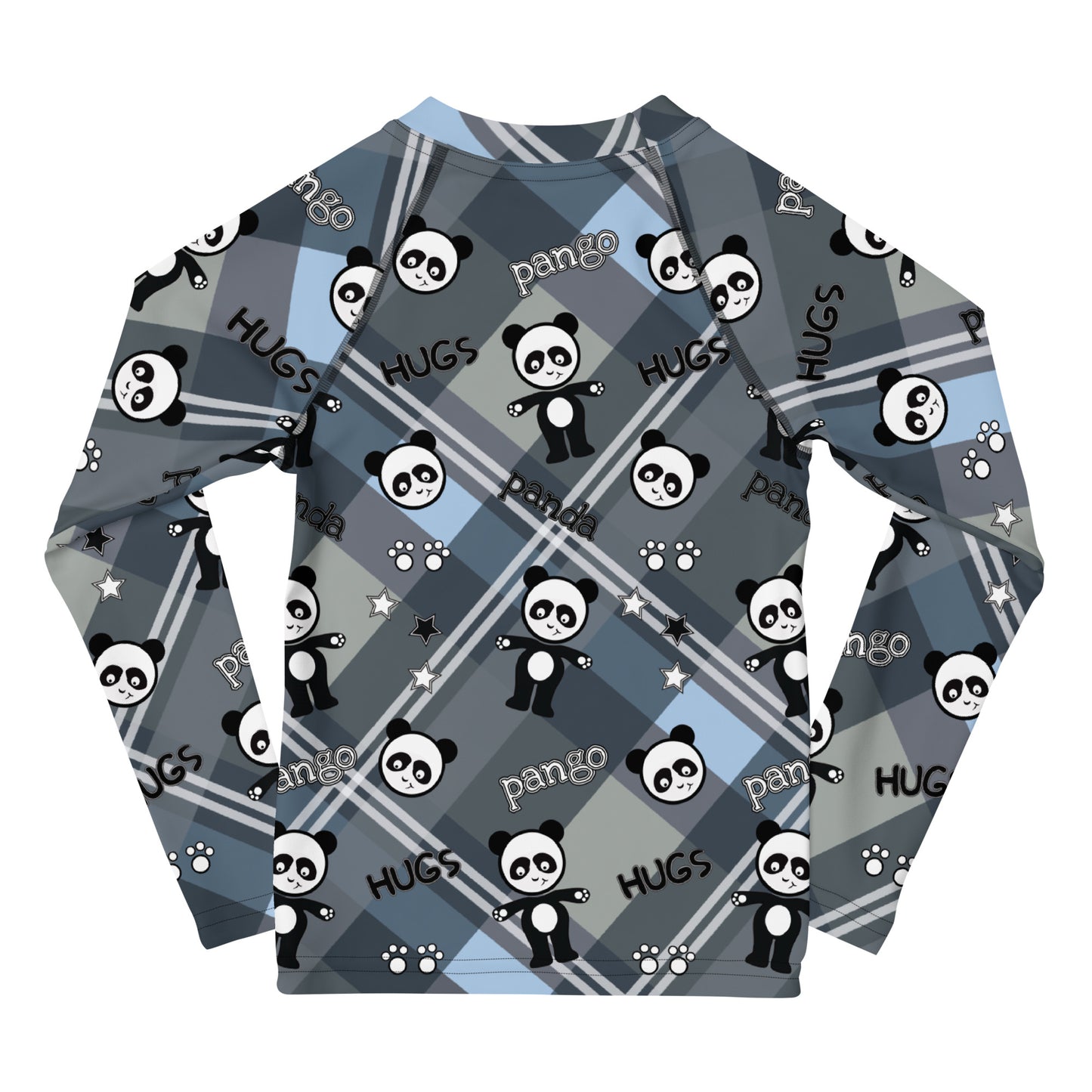 Pango panda plaid hugs Kids Rash Guard