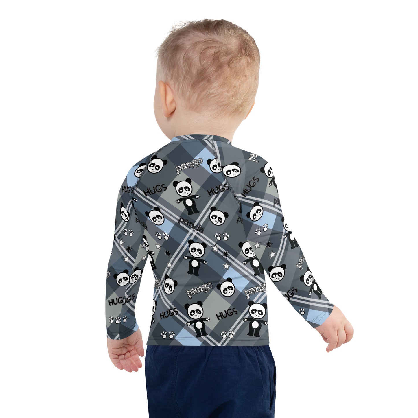 Pango panda plaid hugs Kids Rash Guard