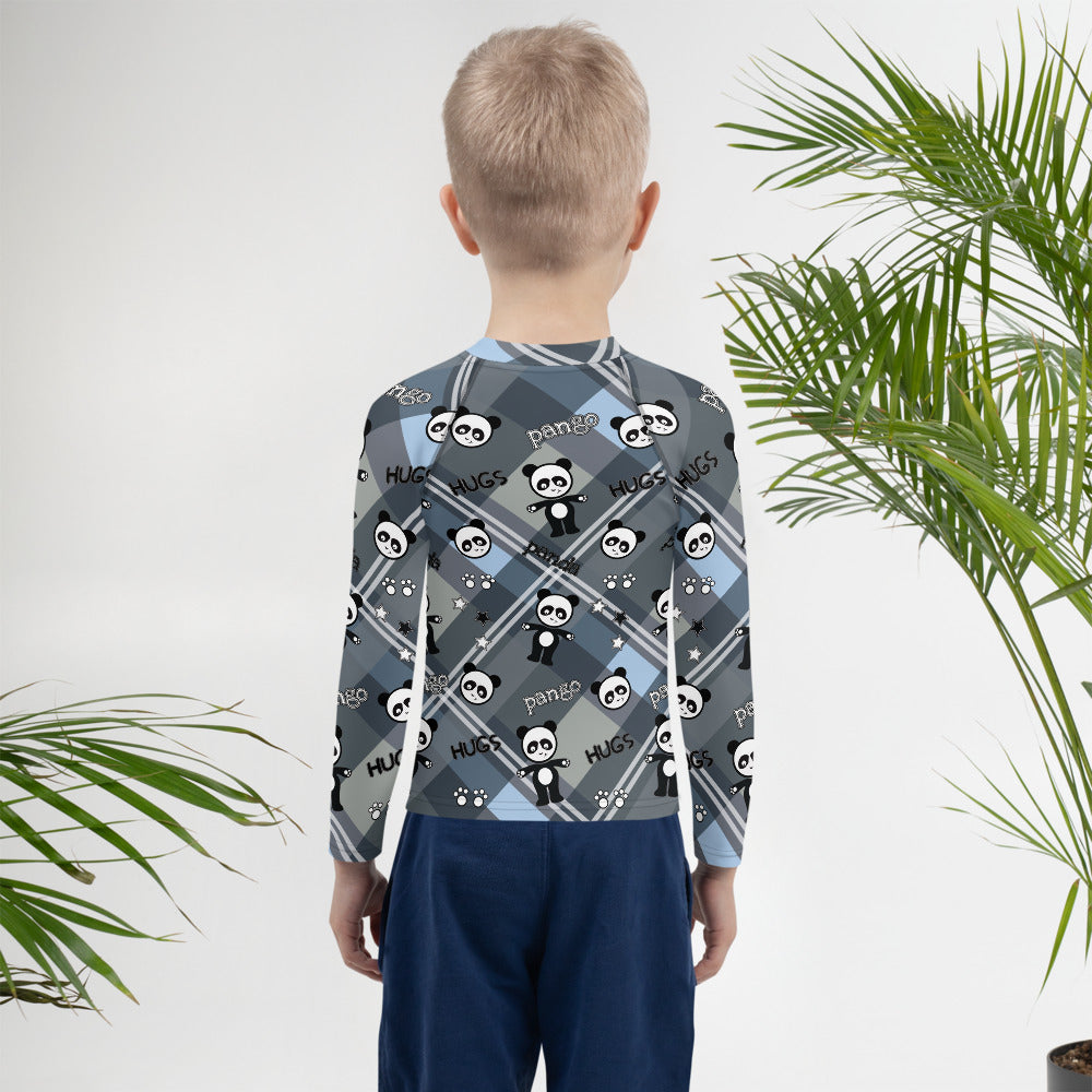 Pango panda plaid hugs Kids Rash Guard