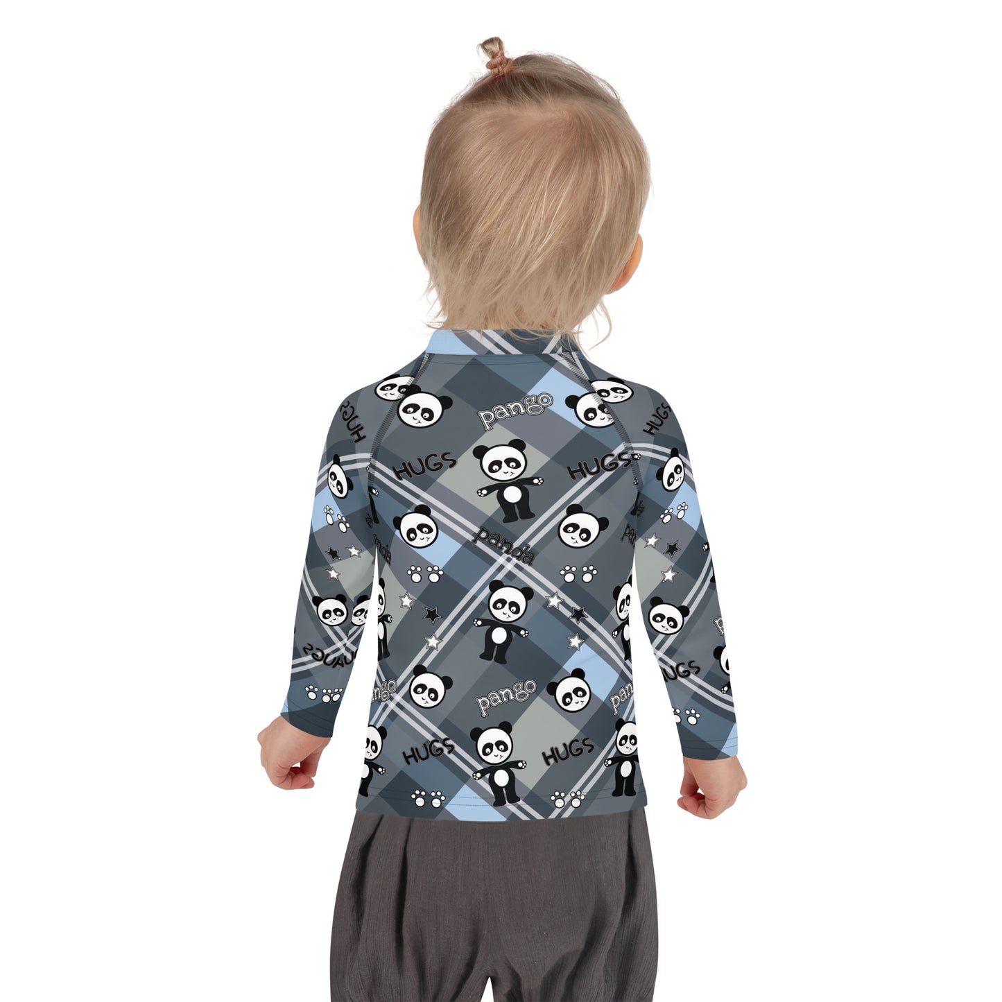 Pango panda plaid hugs Kids Rash Guard