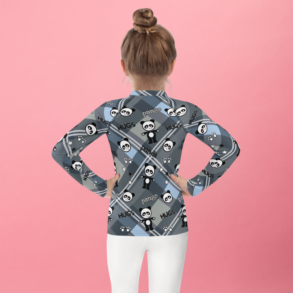 Pango panda plaid hugs Kids Rash Guard