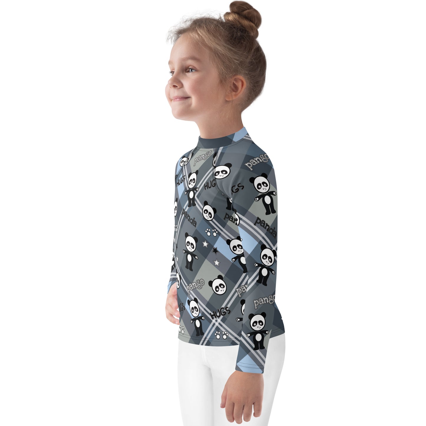Pango panda plaid hugs Kids Rash Guard