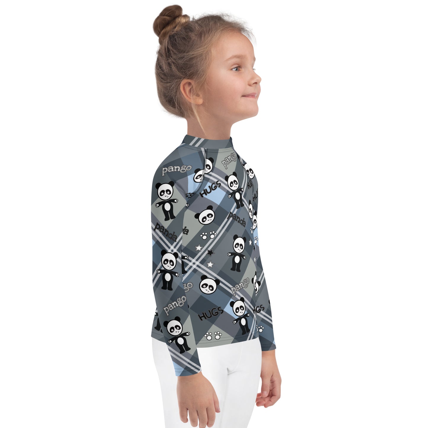 Pango panda plaid hugs Kids Rash Guard