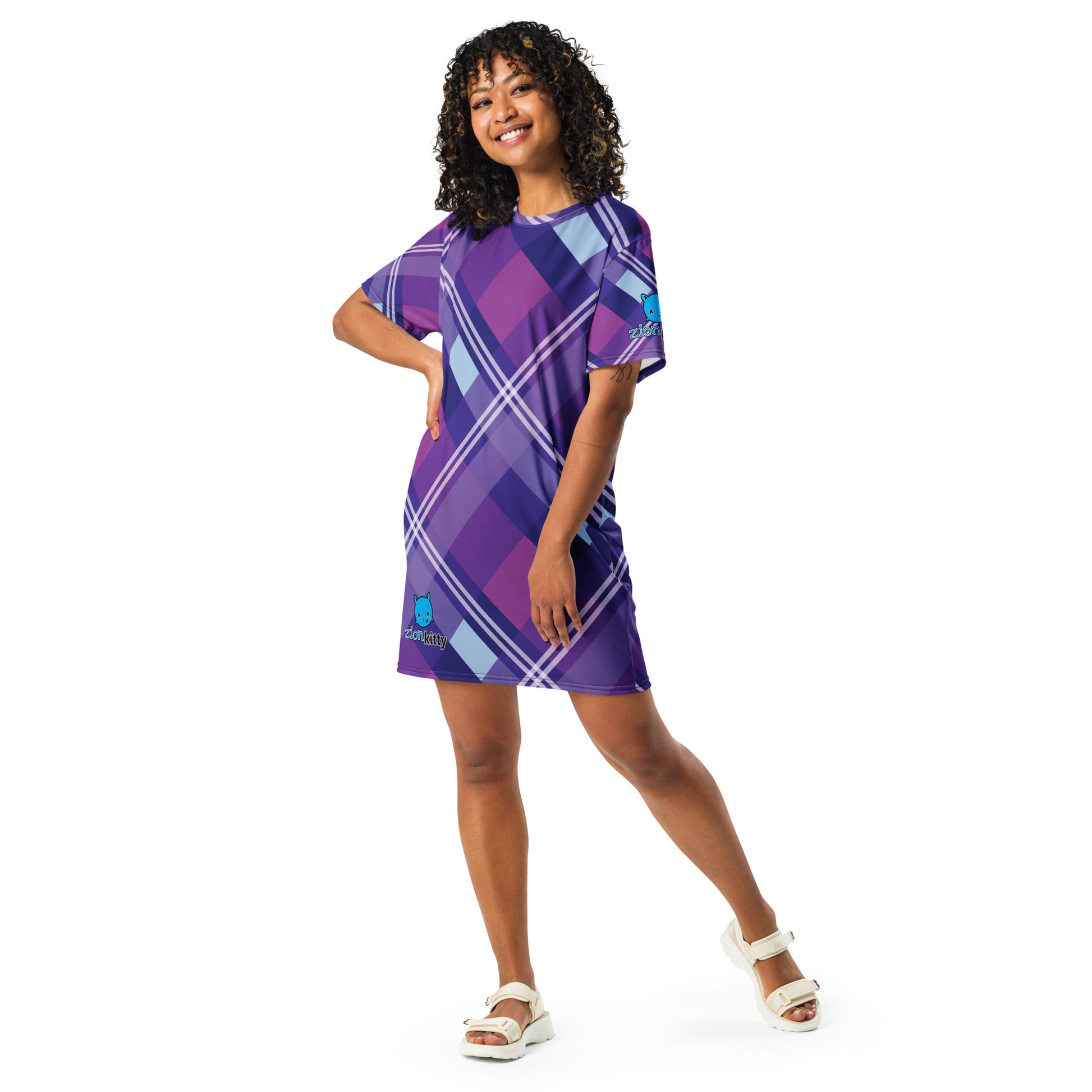 Zion Kitty TM purple plaid T-shirt dress – Zion Kitty Club Store