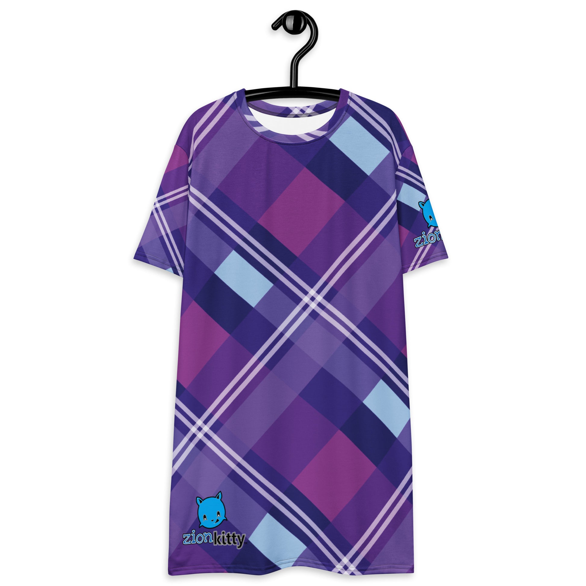 purple t shirt dress Zion Kitty TM purple plaid T-shirt dress – Zion Kitty Club Store