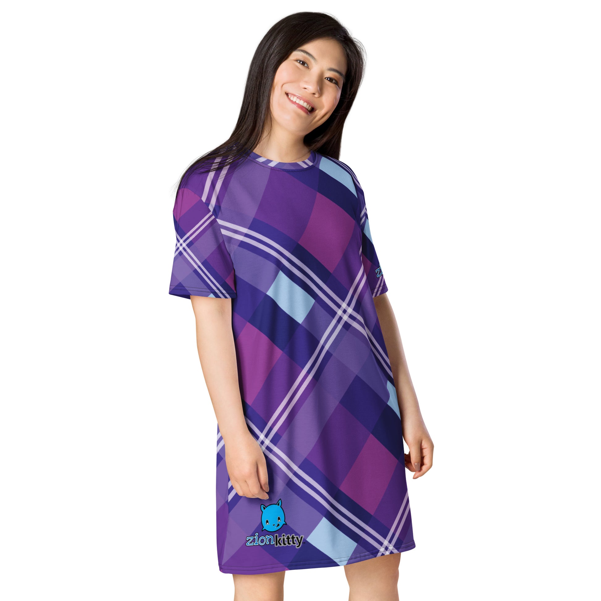 purple t shirt dress Zion Kitty TM purple plaid T-shirt dress – Zion Kitty Club Store