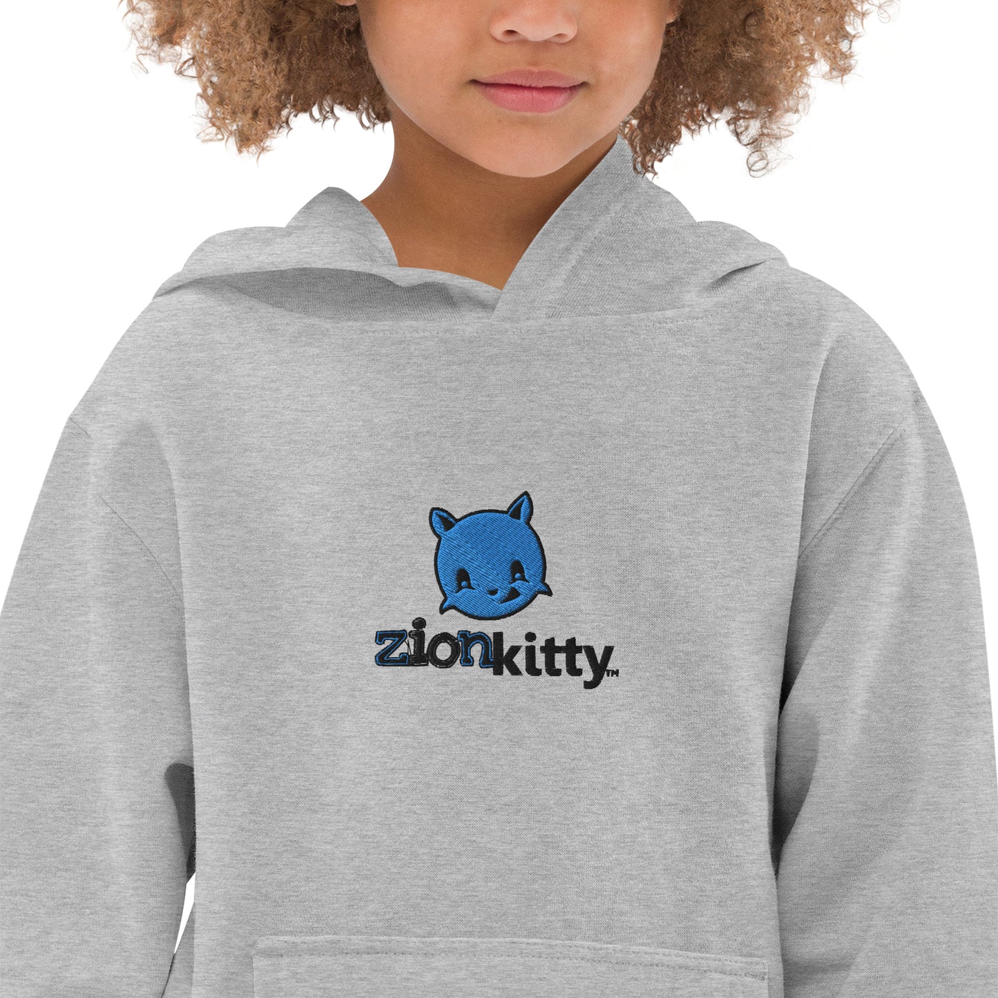 Zion Kitty embroidery Kids fleece hoodie