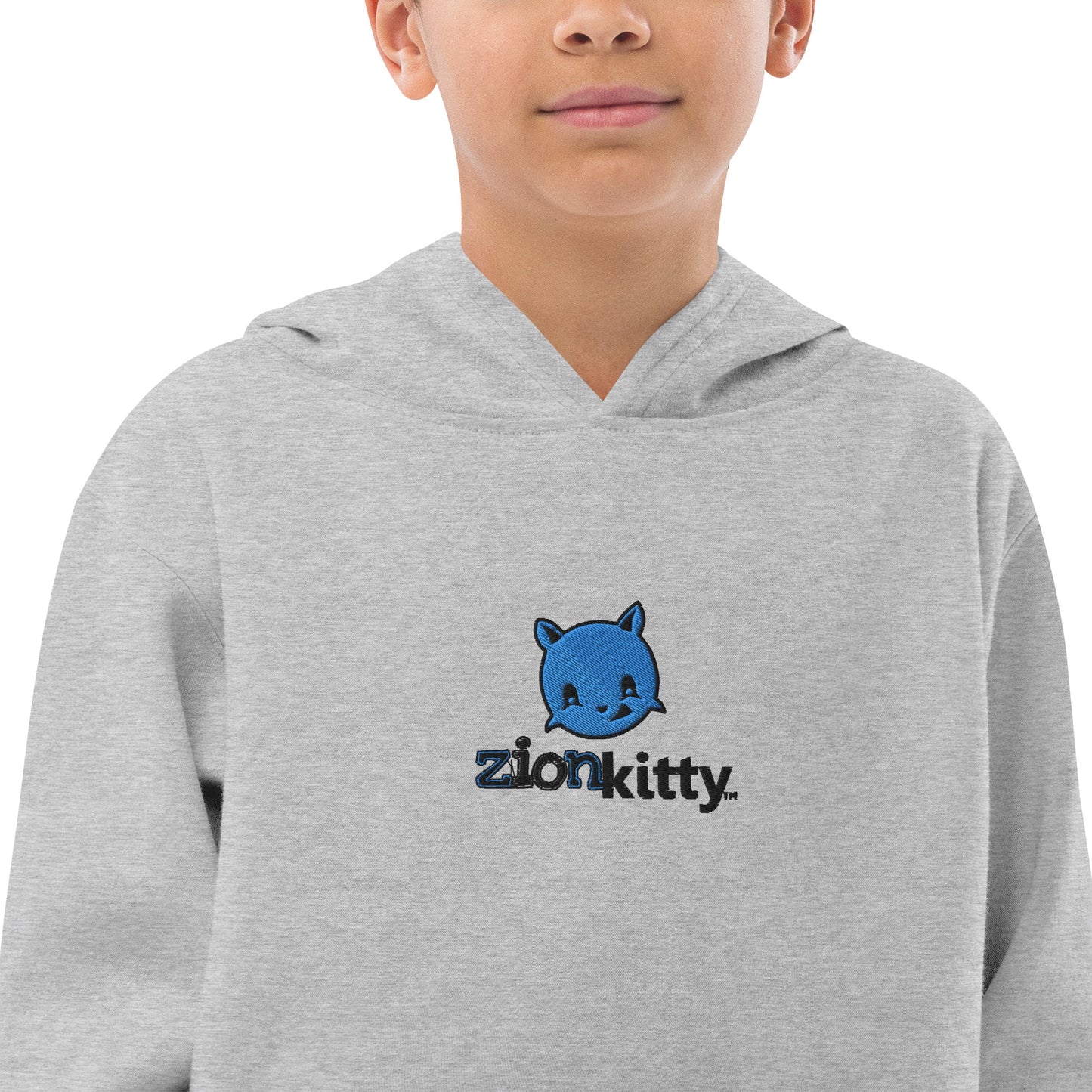 Zion Kitty embroidery Kids fleece hoodie