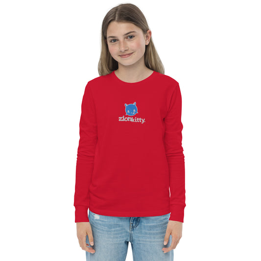 Zion Kitty embroidered Youth long sleeve tee